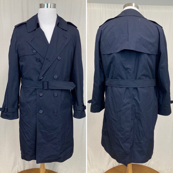 Vintage 40R Military Navy Raincoat Removable Liner Trench Coat Double Breasted - Picture 1 of 5